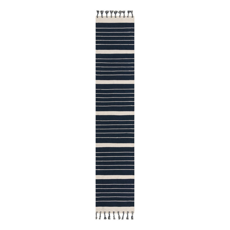 Iustin Cotton Striped Indoor Rug, Runner 2'7" x 12'