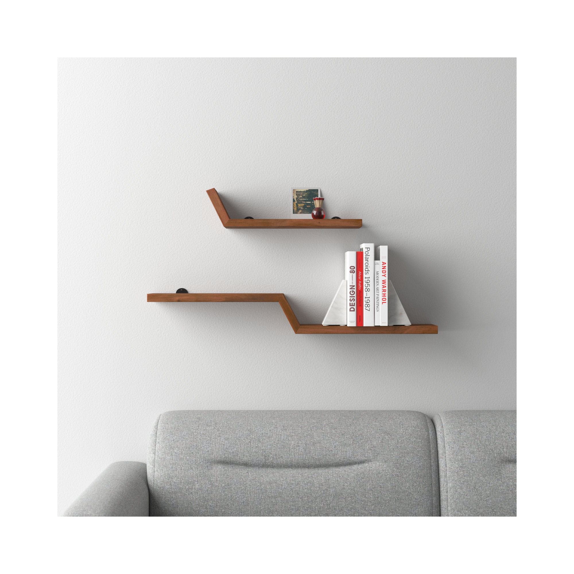 Marv Set Of 2 Wall Mounted Shelves, Walnut