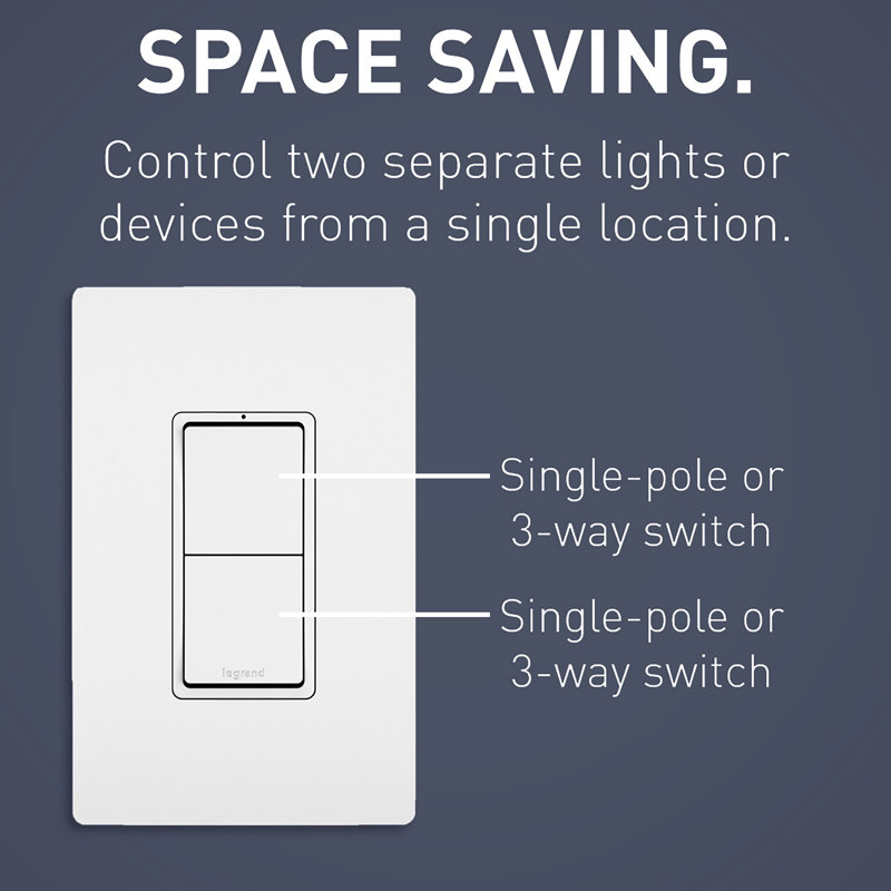 Radiant 15-Amp Combination Two Single Pole/3-Way Rocker Light Switch, White
