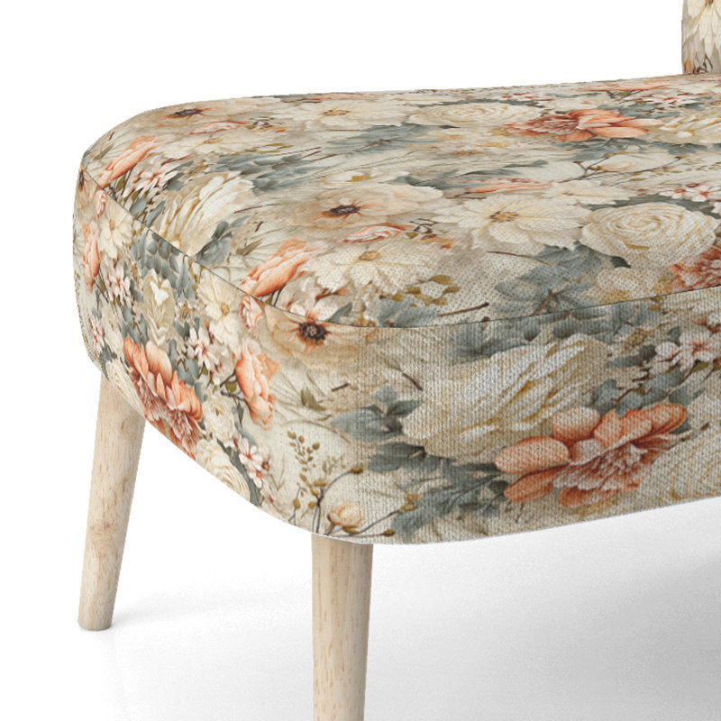 Chaise d'appoint vintage et décontractée A, Harmonie florale de maison de campagne rétro beig