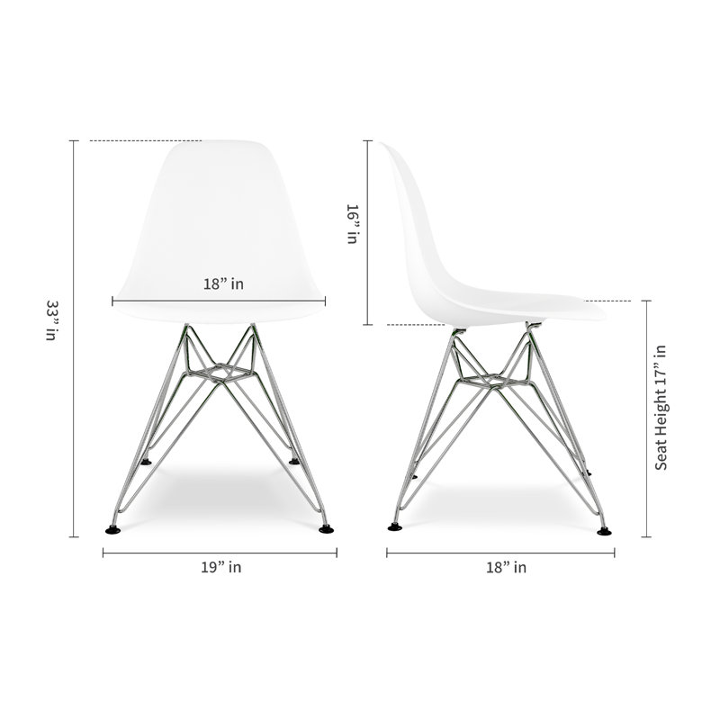 White Acrylic and Chrome Steel Modern Dining Chair Set