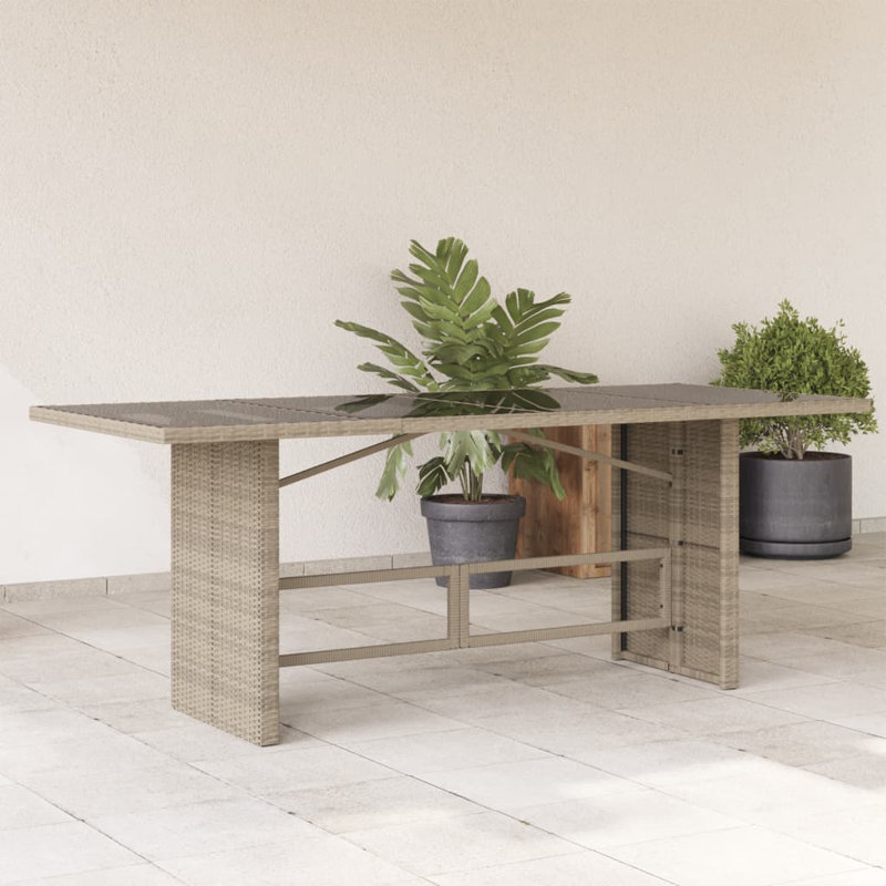 Bartie Rectangular Outdoor Dining Table , 190cm cm W 80cm cm D, Light Grey