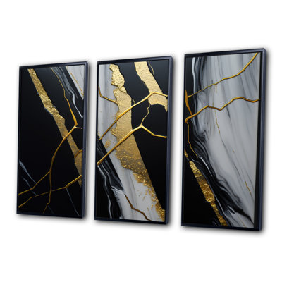 «Abstract Geode Black II», reproduction de 3 pièces