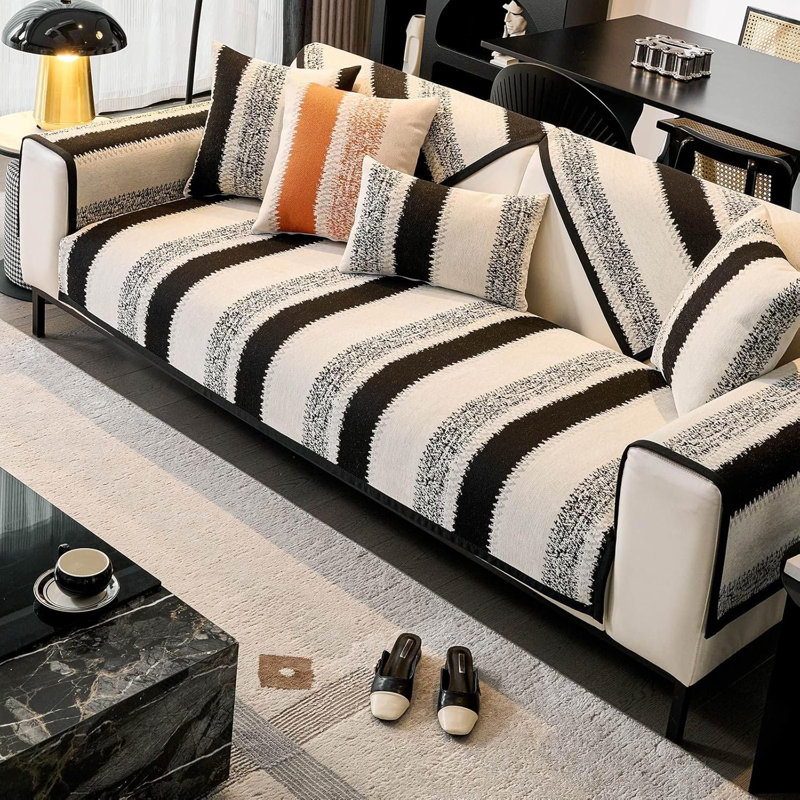 Housse de coussin en chenille, H 27 po x l 27 po, Noir, noir, noir, noir