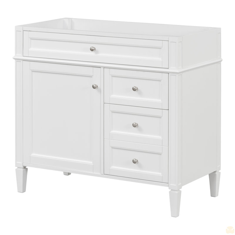 Meuble-lavabo de 36 po sans lavabo supérieur, armoire de rangement moderne avec 2 tiroirs et un tiroir basculant, structure en bois massif