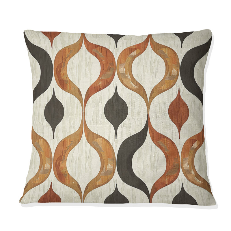 Coussin décoratif brun et beige Ogee Patterns IV, H 16 po x l 16 po