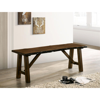 Banc contemporain en bois massif de noyer avec détails vieillis et bord vivant pour l'ambiance de la salle à manger, centre de table moderne de 40 lb, profondeur de 14 po