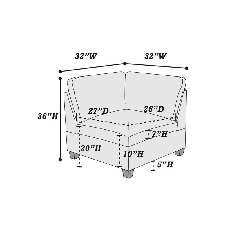 Ensemble modulaire 6 pièces Garrett, Tissu café