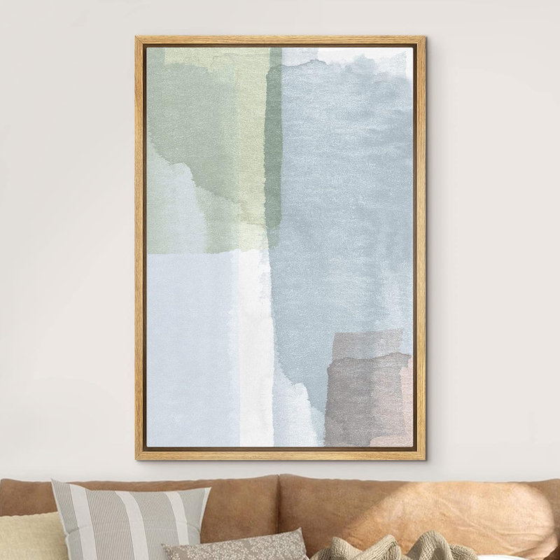 Bleu, aquarelle, blocs de peinture, illustrations abstraites, bohème, pastel coloré, Naturel, H 36 po x l 24 po