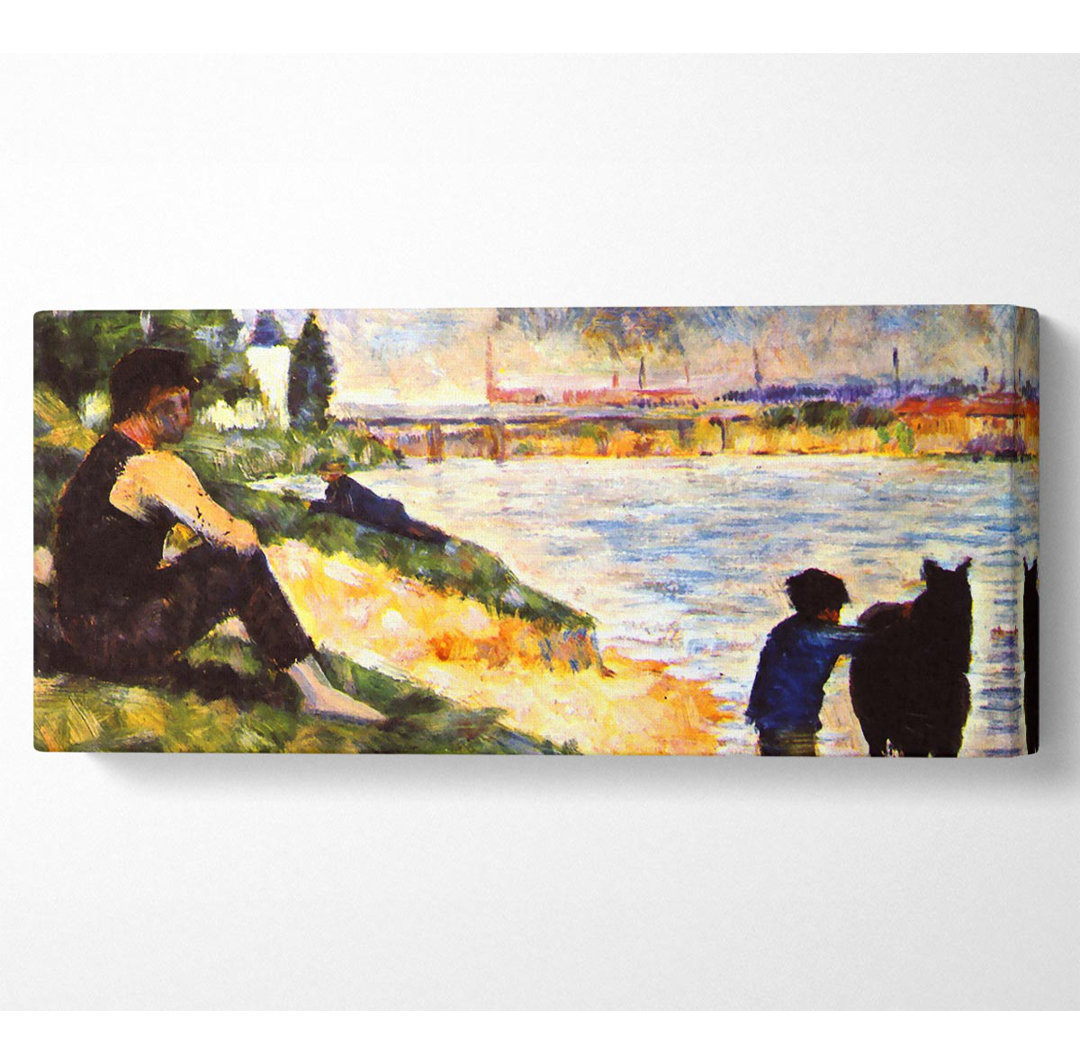 Seurat Junge mit Pferd - Panoramakunstdrucke auf gerollter Leinwand