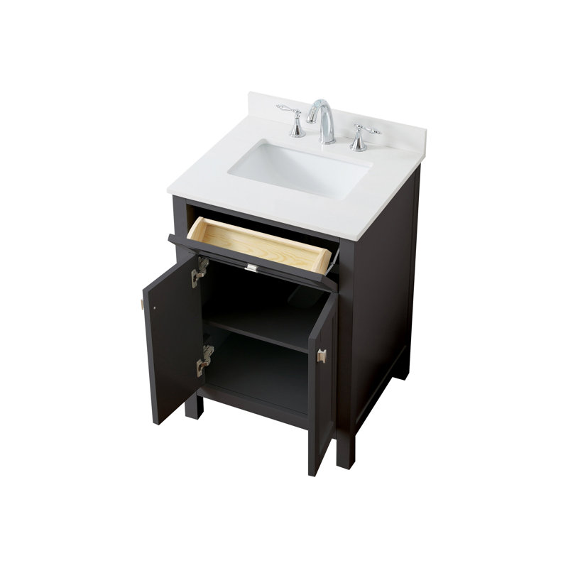 Ensemble de meuble-lavabo simple autoportant 24 po avec comptoir et lavabo Juniper, Gris anthracite
