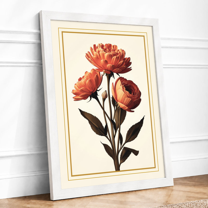 Carnation Studies Botanical - Framed Print, A3 - 42.0 x 29.7 cm, White