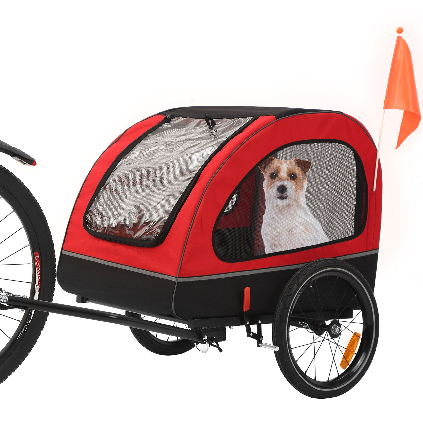 MOJAY Dog Bike Trailer for Small and Medium Pets Under 88 lbs, Red, Size: 51.1