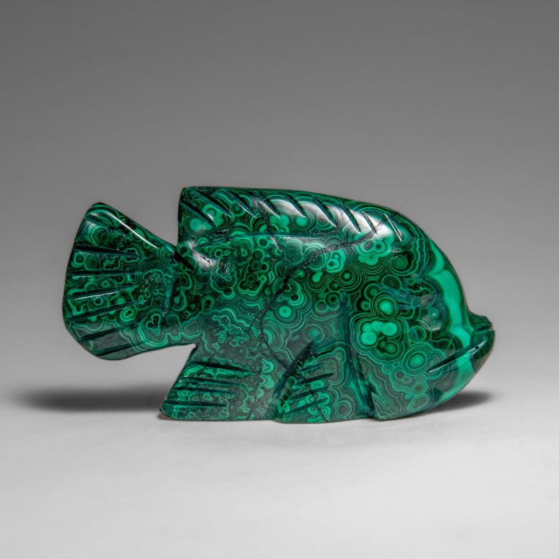 Genuine Polished Malachite Fish Carving (185 Grams)