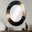 Or et marbre noir Essence I - grand miroir mural ovale sur métal-636927024