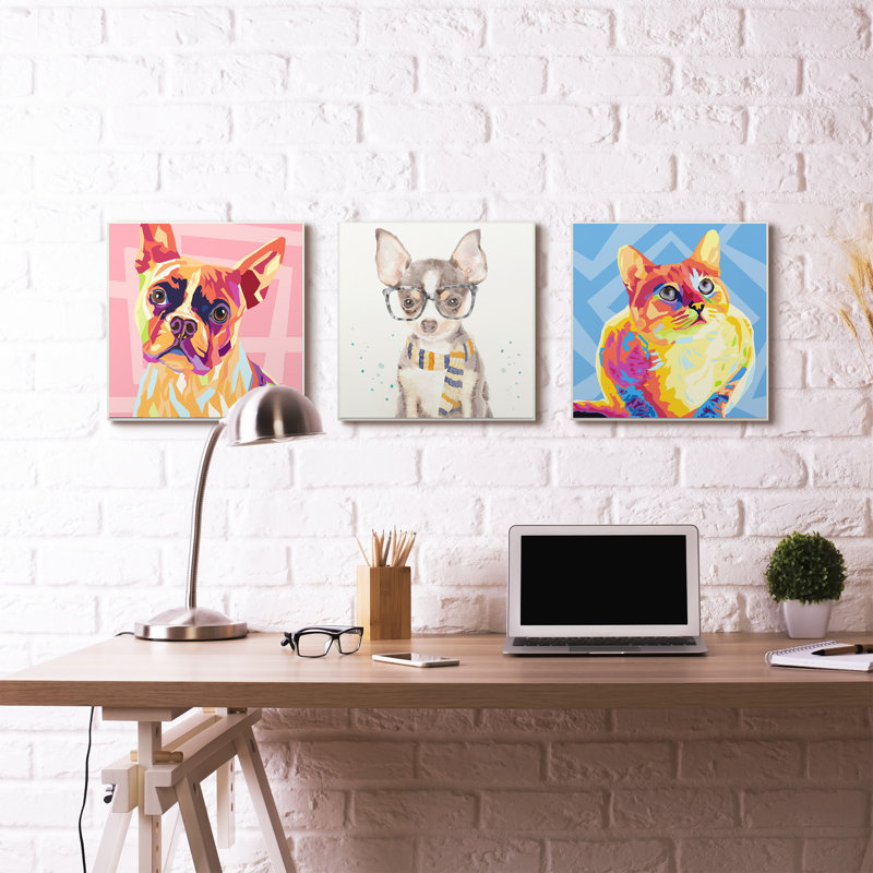 « vibrant abstract abstract cat », impression sur affiche, H 12 po x l 12 po x P 0,5 po, Plaque murale