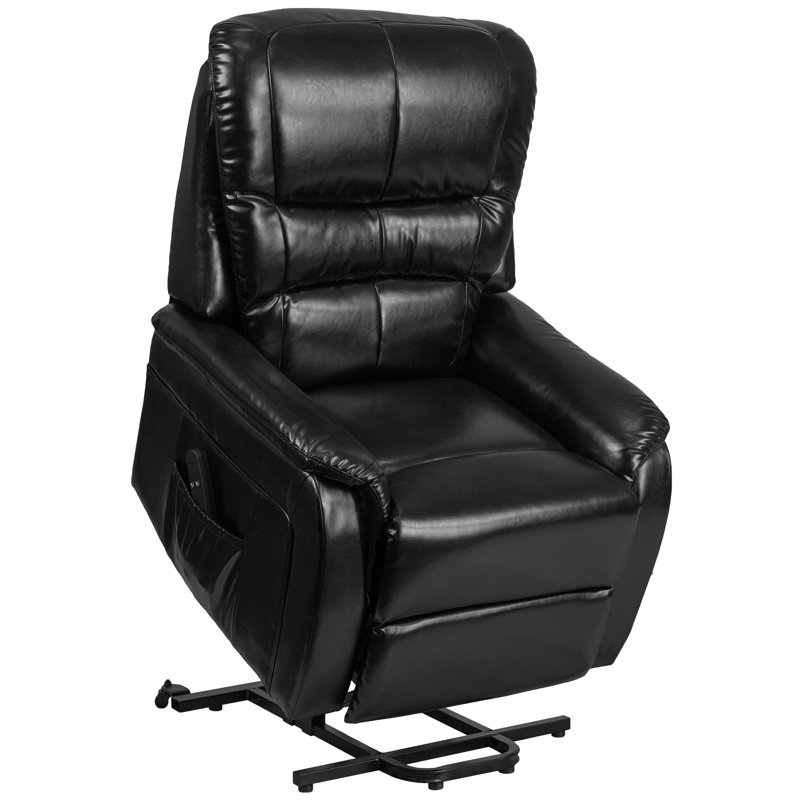 Fauteuil inclinable à redressement motorisé, Similicuir noir