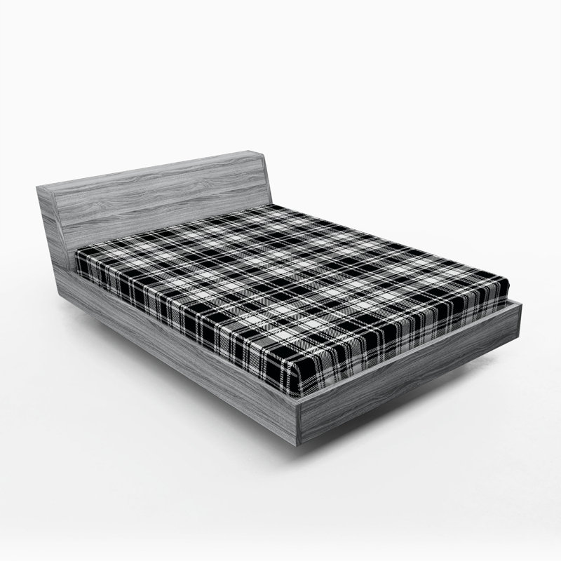 Microfiber Plaid Fitted Sheet, Queen Fitted Sheet, Black Plaid