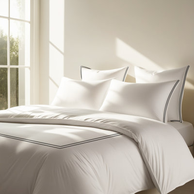 400TC Cotton Double Embroidery Sateen Solid Duvet Cover Set