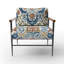 Fauteuil d'appoint rembourré à motif abstrait de style méditerranéen à motif de carreaux rétro bleu I-856100799