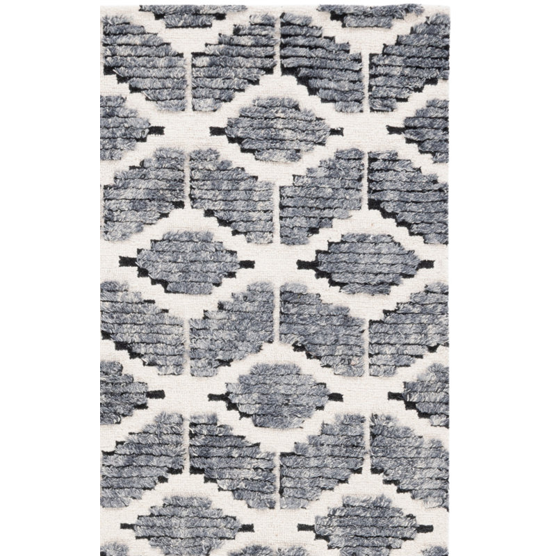 Tapis géométrique en laine / coton touffeté à la main Kuljit, Rectangle 3 pi x 5 pi