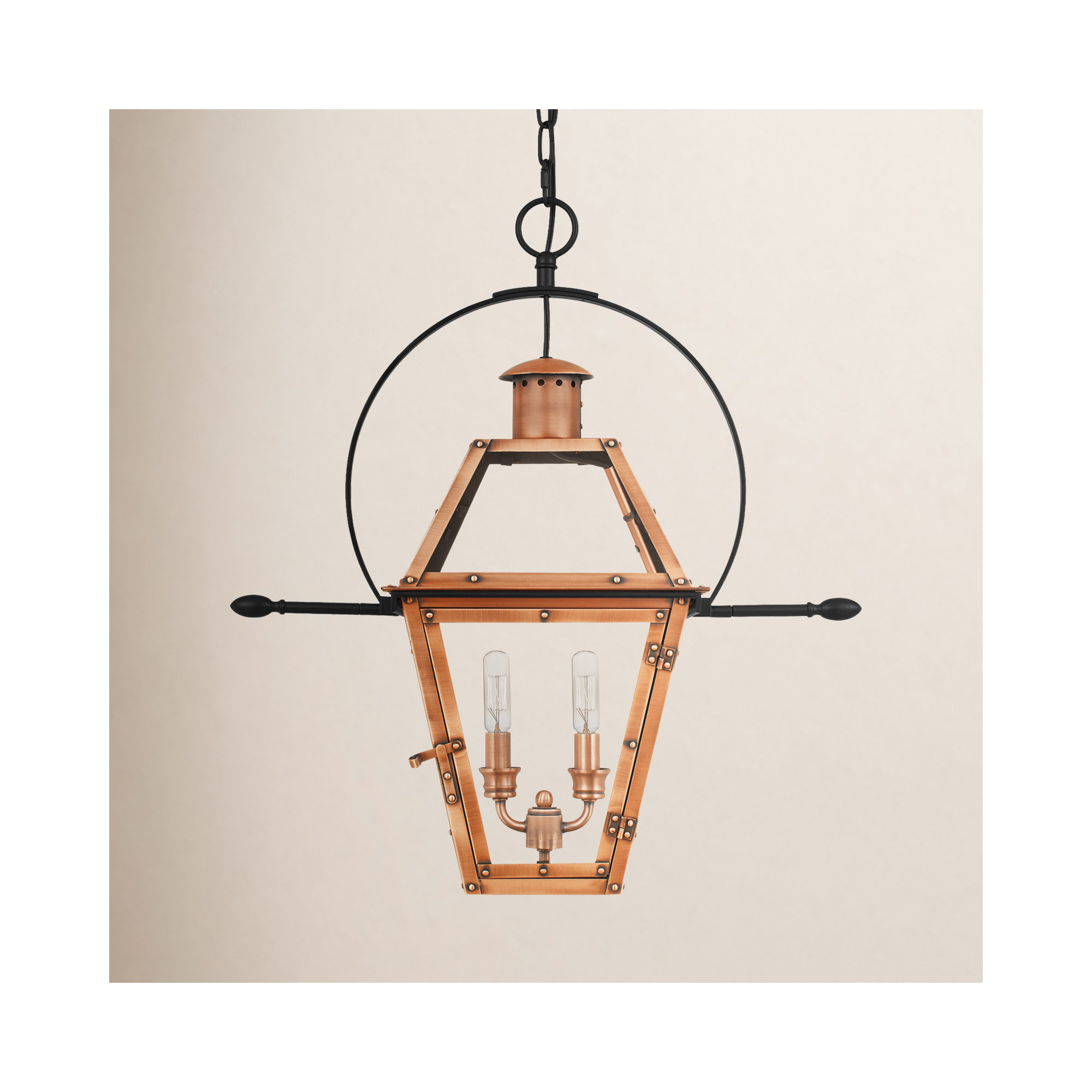 Amber Transparent Outdoor Metal Lighting, Aged Copper