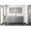 Meuble-lavabo double gris foncé de 72 po X P 22 po D, avec plateau en marbre de Carrare-117978691