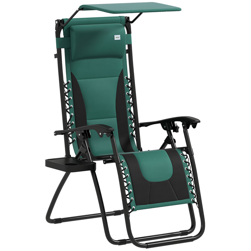 Outsunny Zero Gravity Lounger Chair with Padded Seat, Green