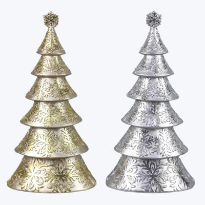 Resin Gold And Silver Christmas Tree-2 Pcs