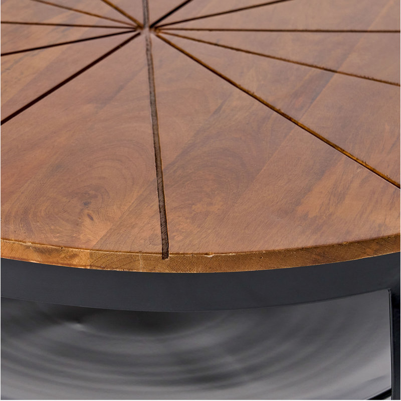 Meroy Round Mango Wood and Iron Coffee Table