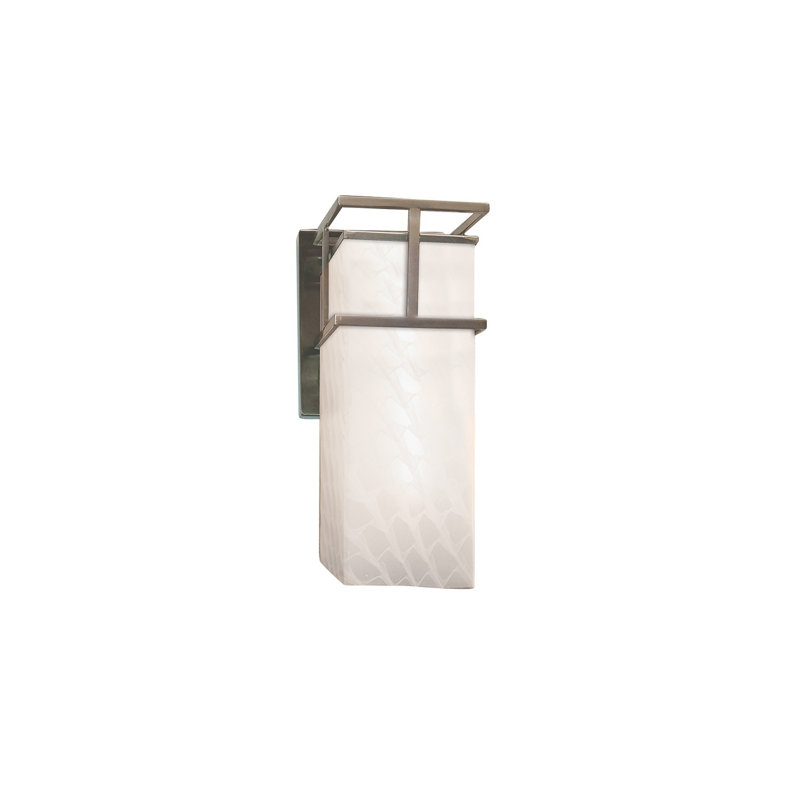 Applique murale d'extérieur à bras, Opale, Nickel brossé, H 14,75 po x l 6,5 po x P 7,25 po