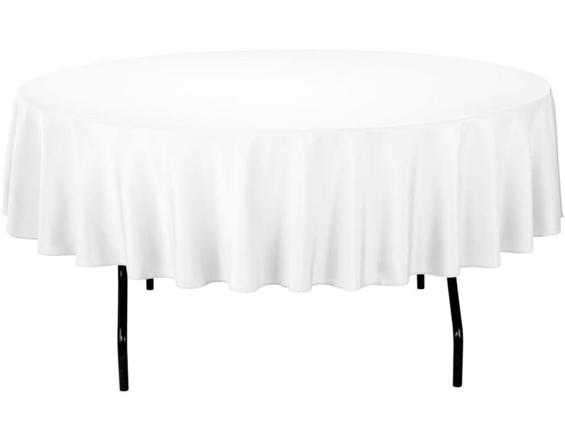 Ambee Round No Pattern Polyester Tablecloth, 70" Round, White