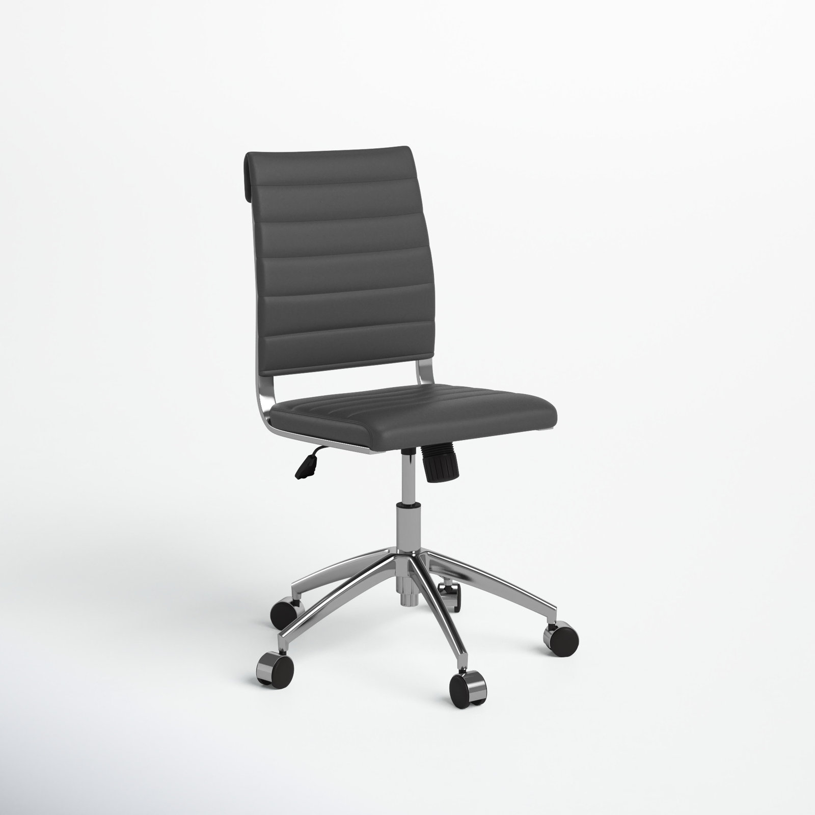 Rossie Swivel Office Chair, Gray Faux Leather, No