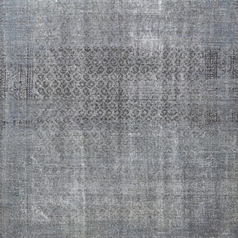 Tapis oriental en laine gris, Rond 8 pi