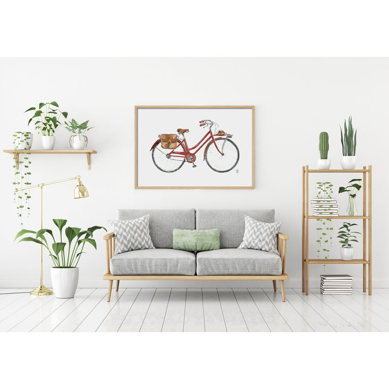 Objects Bici Roja by César Ortiz Echagüe - Single Picture Frame Painting, 30cm H x 45cm W x 3cm D