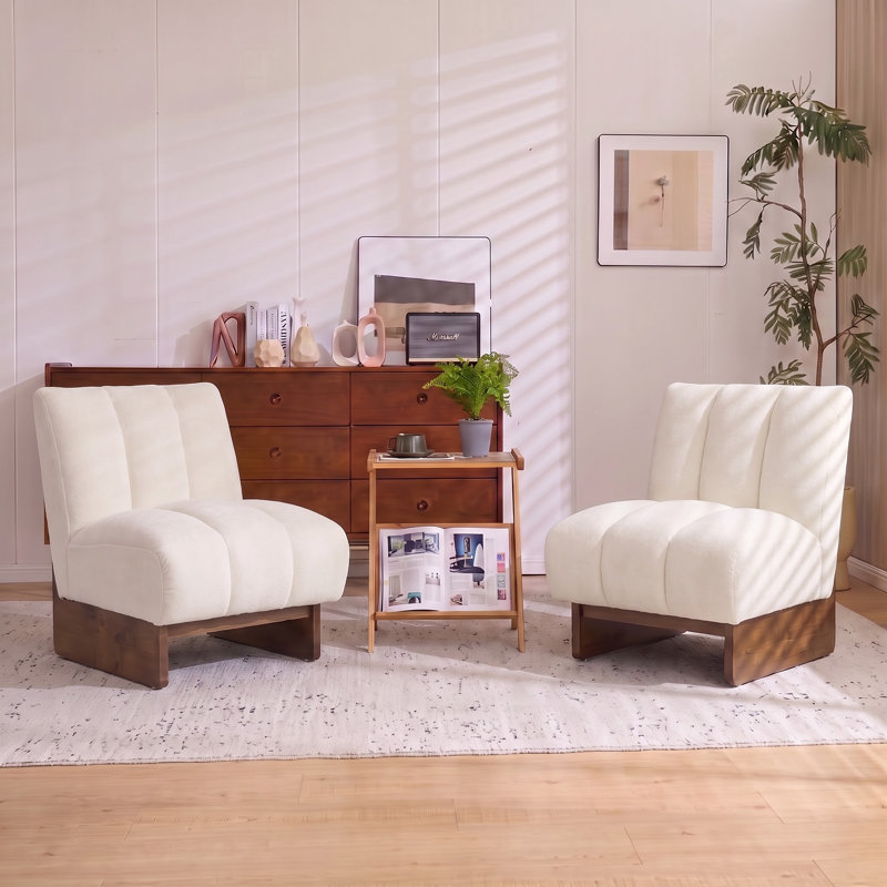 Fauteuil d'appoint moderne, fauteuil lounge rembourré avec base en bois massif, fauteuil de lecture design pour salon et chambre (paquet de 2)