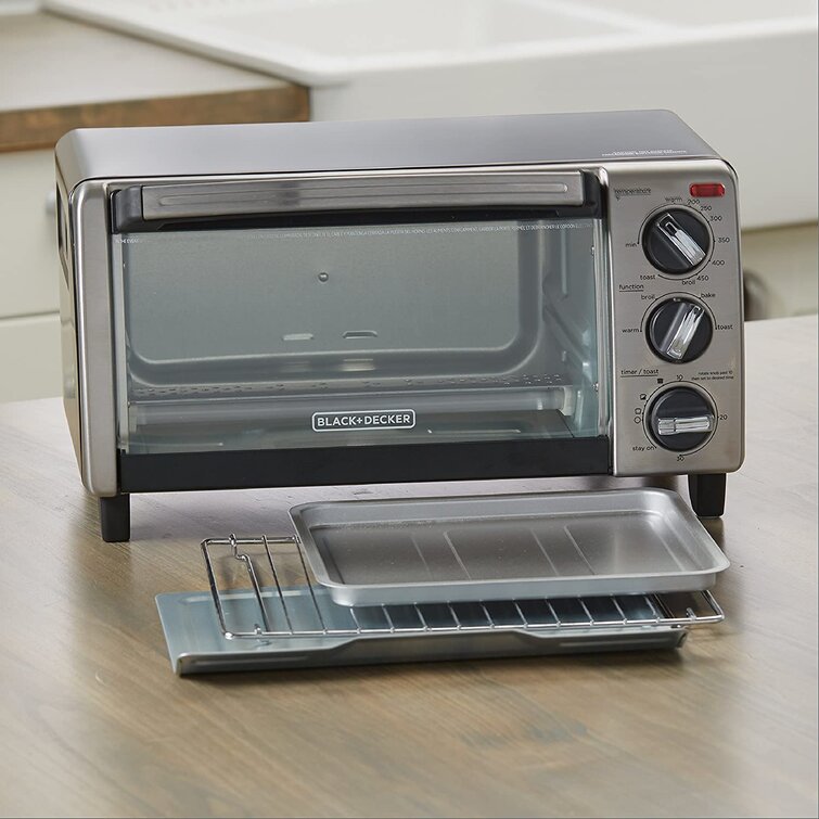 Black +Decker 4-Slice Toaster Oven with Natural Convection, Black