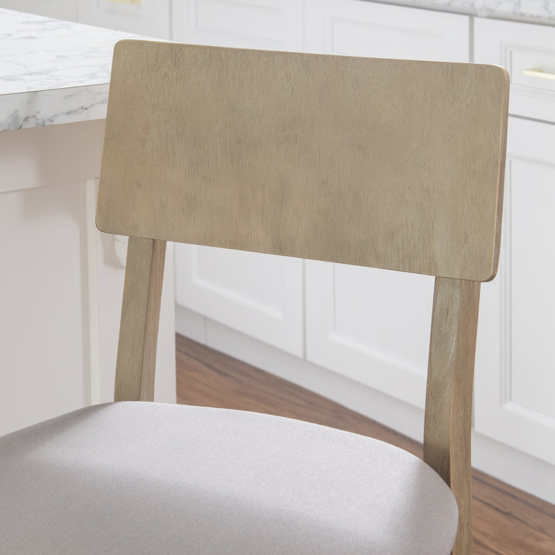 Tabouret de bar et de comptoir rembourré Andelo, Siège gris / cadre gris délavé, Tabouret de bar (assise de 30 po de hauteur)