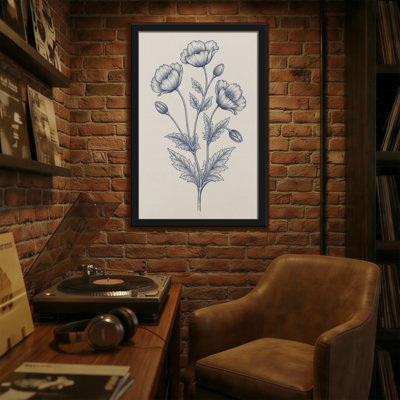 Plantes et fleurs, coquelicot bleu, croquis botanique