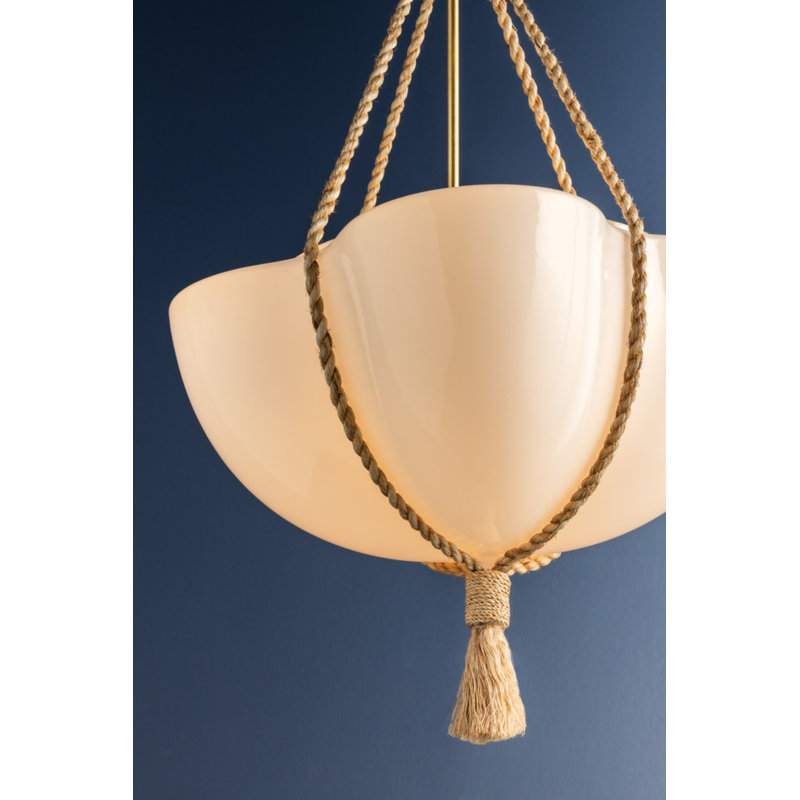 Amberley Pendant in Vintage Gold Leaf, 29.5" H x 20" W x 20" D, 15 W