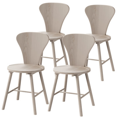 Shonta Modern Solid Wood Dining Chair With Curved Back And Reinforced Legs