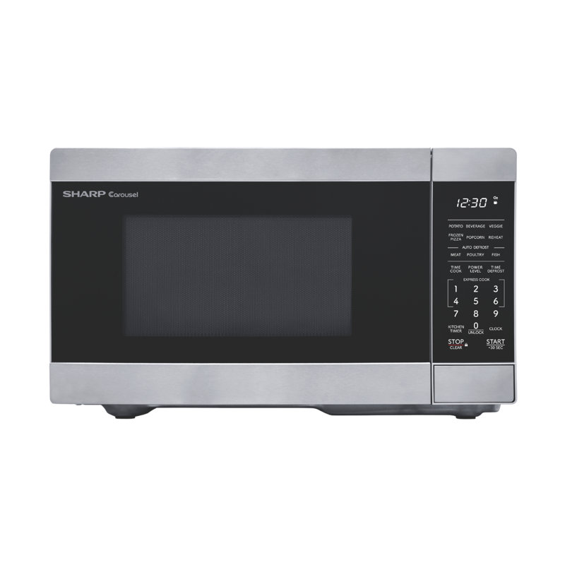 Four à micro-ondes de 700 watts avec comptoir de plus de 700 watts avec plaque de cuisson, cuisinière express, dégivrage automatique, plaque tournante Carousel®, affichage à DEL blanc, acier inoxydable Sharp SMC0762KSC