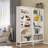 Duty Free-Standing Bookshelf Shelving Unit,White Display Case,70.8”