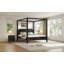 Grand lit plateforme à baldaquin en bois avec tête de lit et pieds de soutien, noir, durable et élégant pour les chambres modernes-129512981-129512980