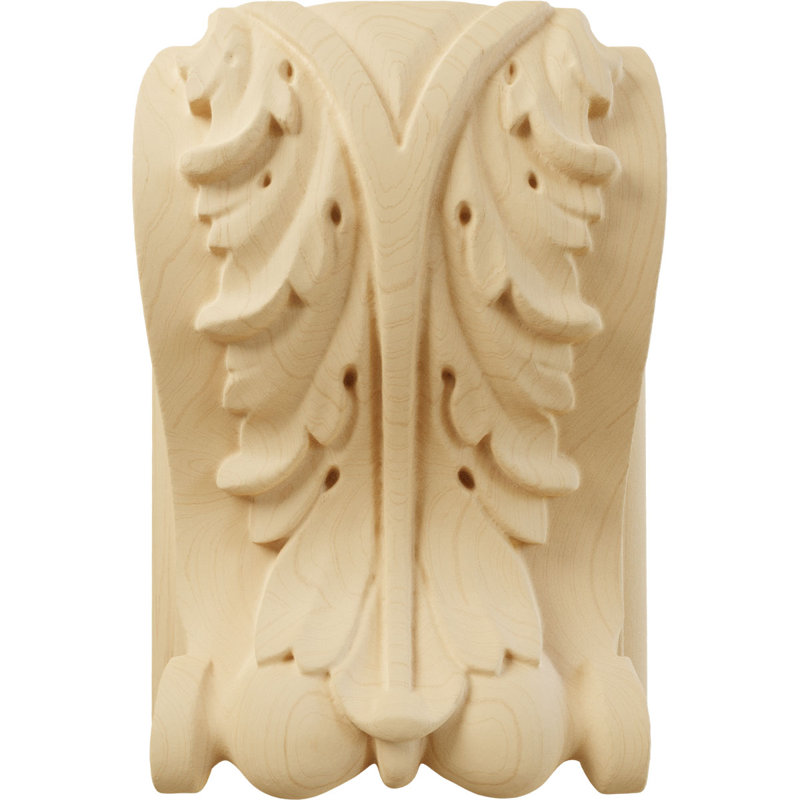 Small Alder Acanthus Block Wood Corbel with Backplate