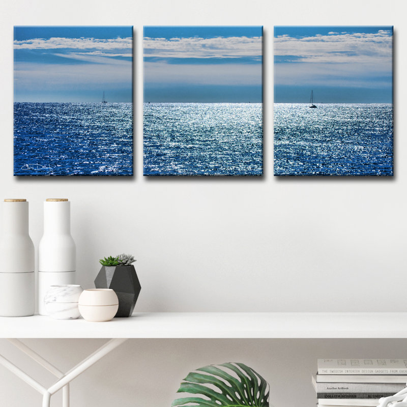 Océan par Christopher Doherty - ensemble de 3 reproductions de photos sur toile, Toile tendue, Pas de tapis
