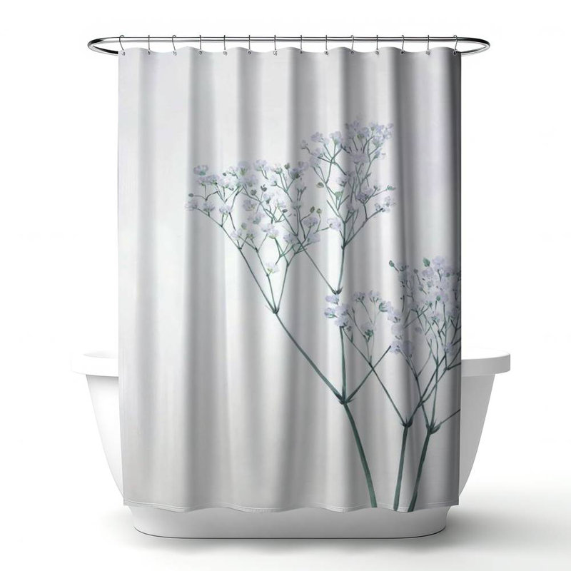 Floral – Polyester Shower Curtain, Dye Sublimation Print, 71" W × 74" L