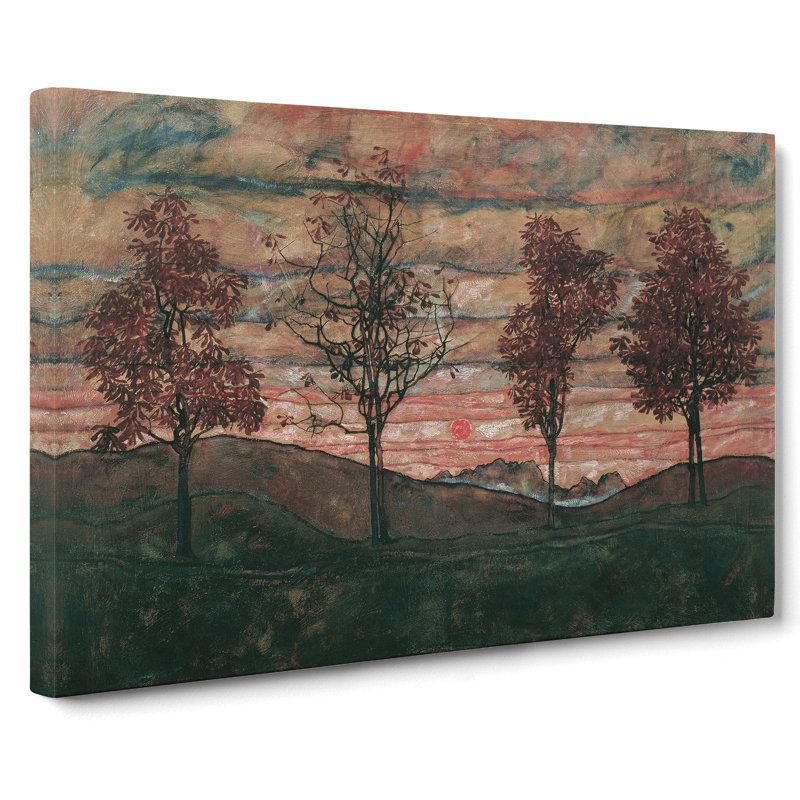 Four Trees by Egon Schiele - Wrapped Canvas Painting, 40cm H x 60cm W x 3cm D
