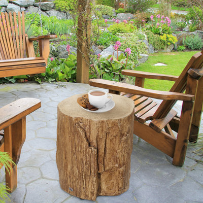 Tree Concrete Table, Decorative With Round Top, Wood Grain Finish, For Indoor & Outdoor Use, 198 Lbs Supported Table Shape, Tabletop, And Capacity