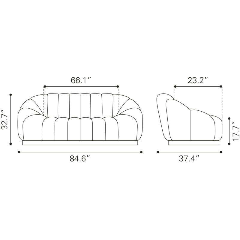 Bhutan Cream Polyester Shearling Modern Stationary Sofa